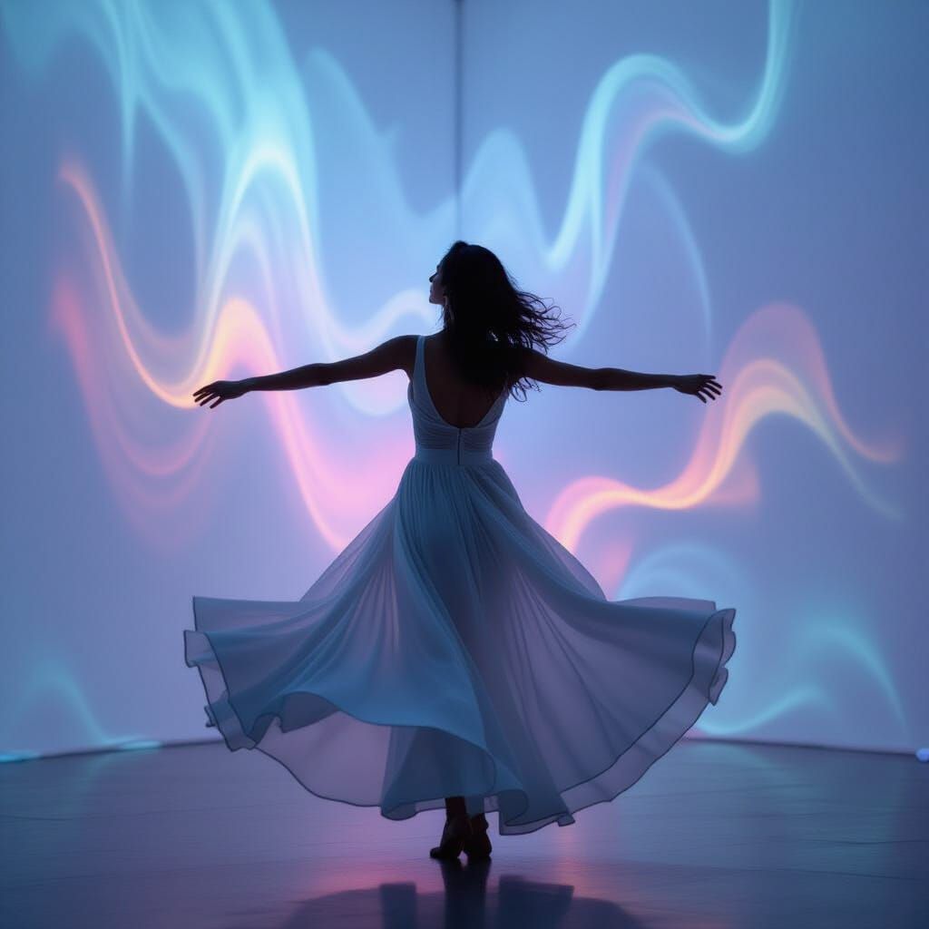 Ethereal Dance: A Whimsical Neon Dreamscape
