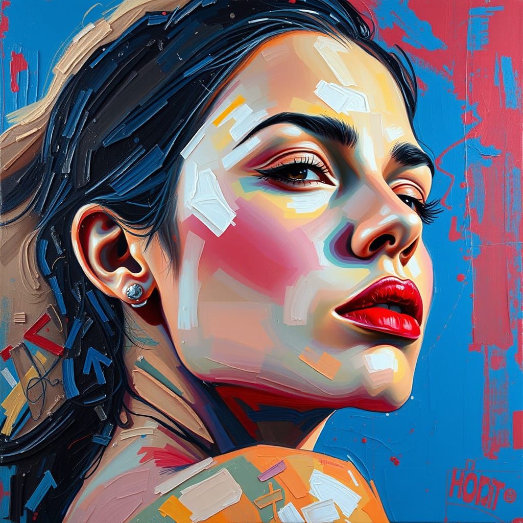 Vibrant Portrait in Thick Impasto Style