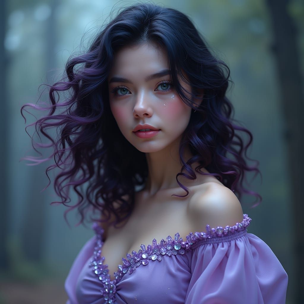 Mystical Goddess in Lavender and Crystal