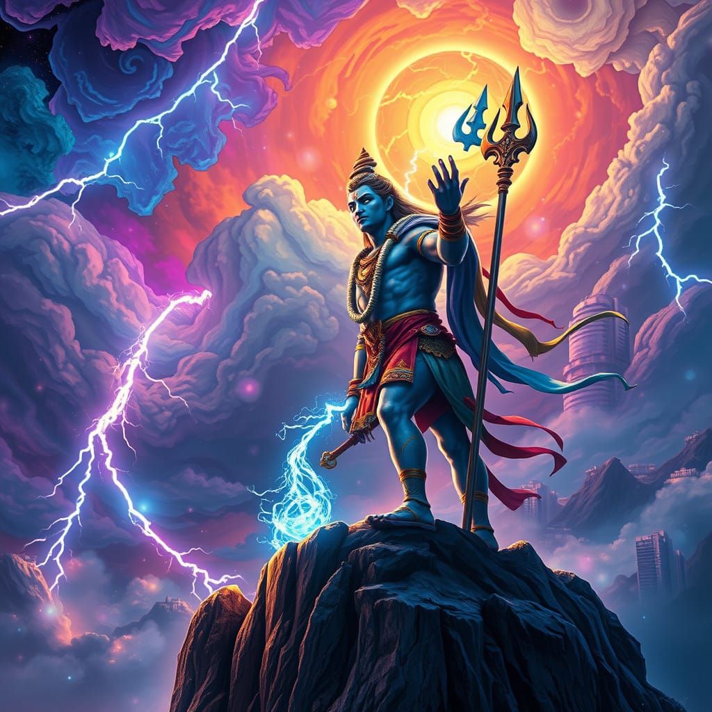 Shiva as a Cosmic Warrior in a World of Transformation