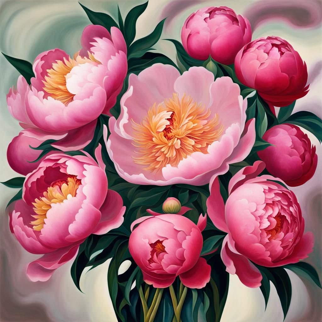 Cosmic Peonies in Bloom: A Digital Masterpiece
