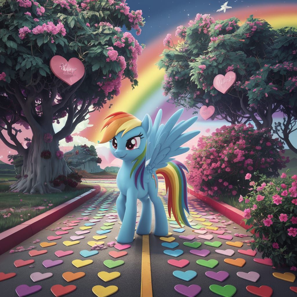 Rainbow Dash on Rainbow Road: Fantastical Concept Art