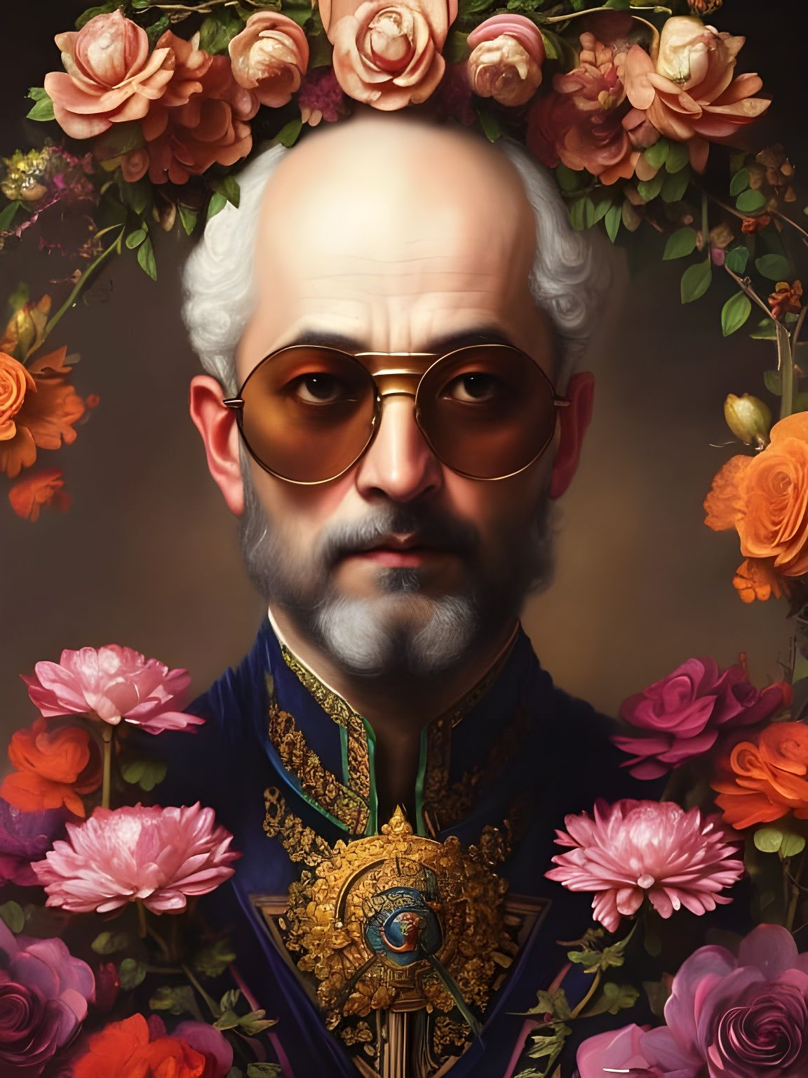 Evil Wizard in Rococo Style with Prism Background