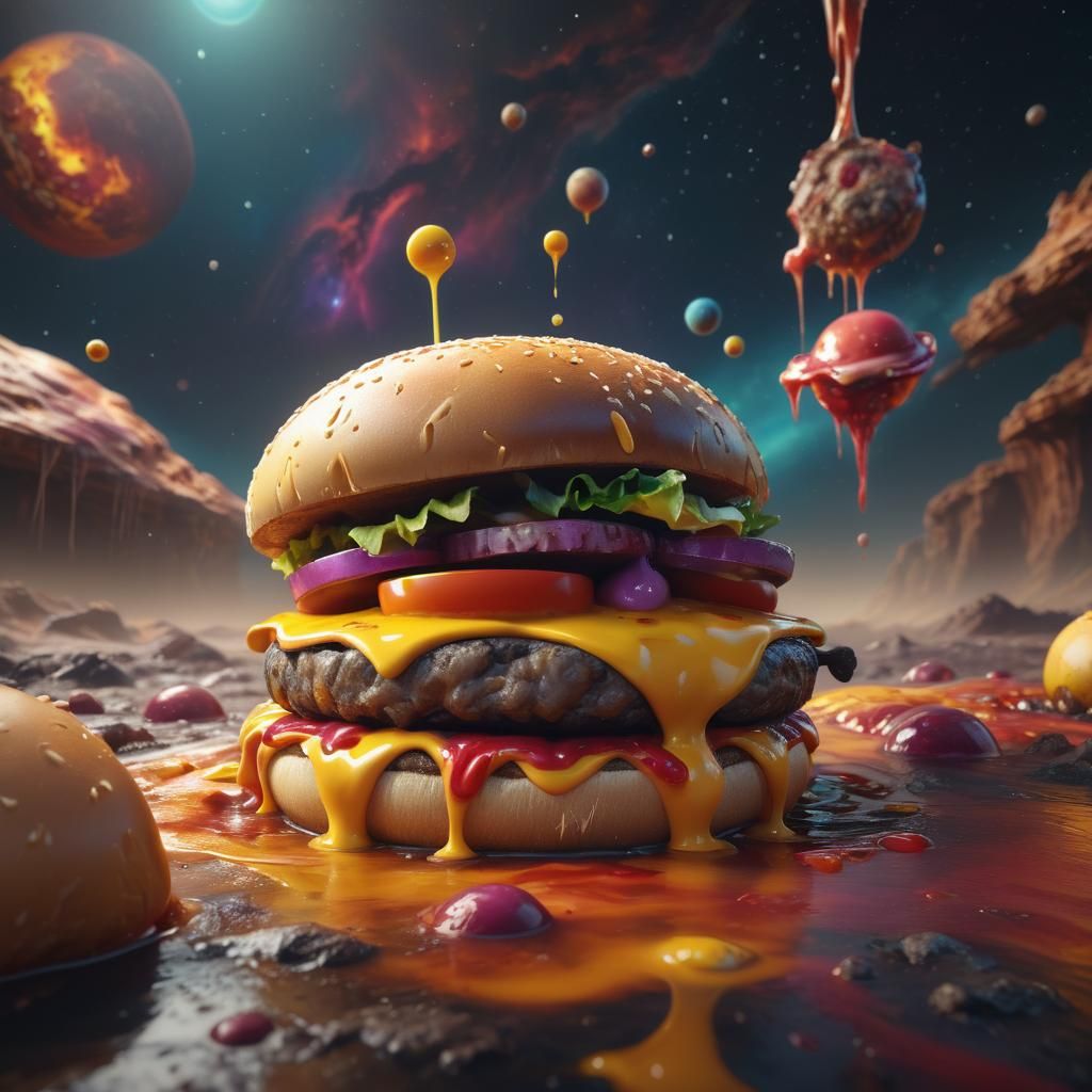 Solar System as Melting Cheeseburger: Fantasy Concept Art