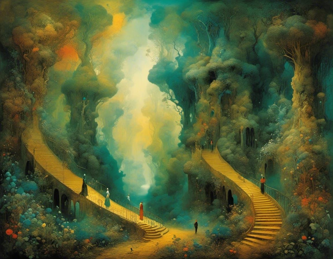 Magical Forest: Intricate Pathway in Graffiti Art Style