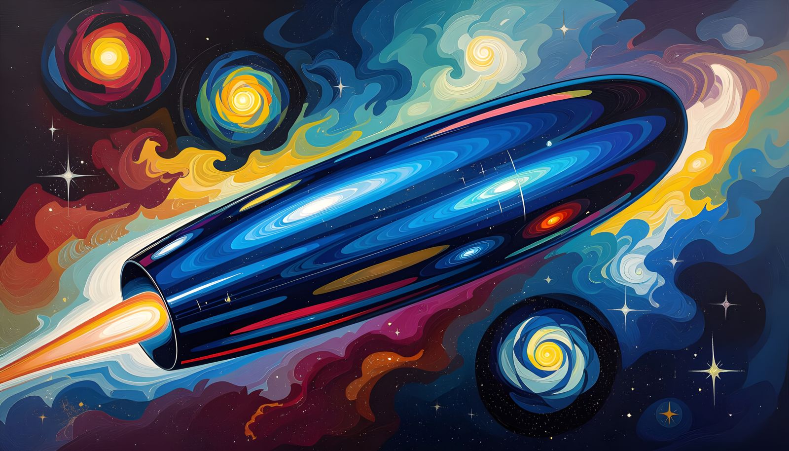 Cylinder Races Through a Kandinsky-Inspired Cosmos
