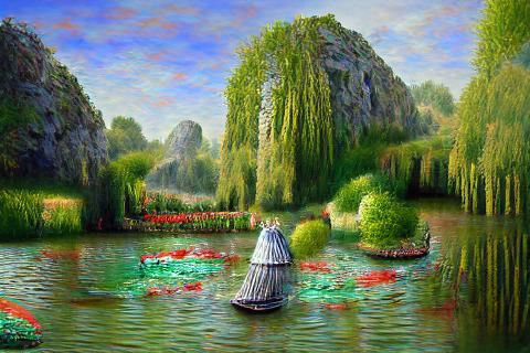 Monet-Style Lake Scene in 8K Resolution