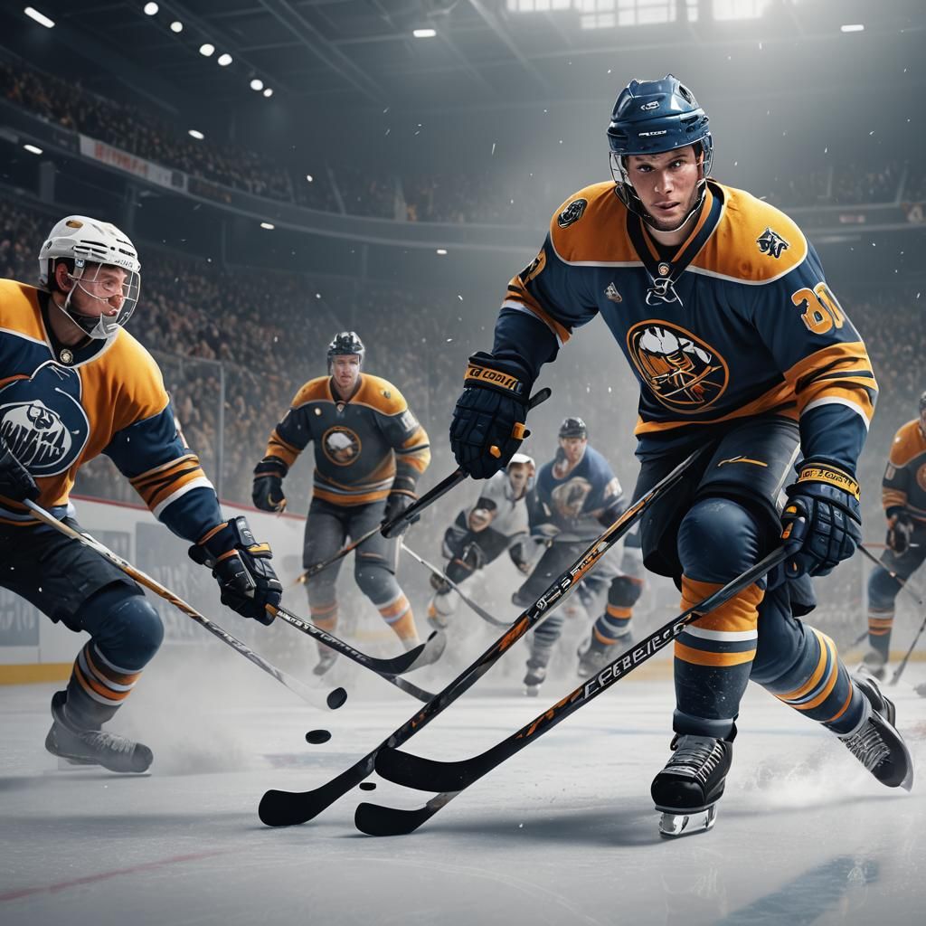Detailed Matte Painting of a Hockey Player