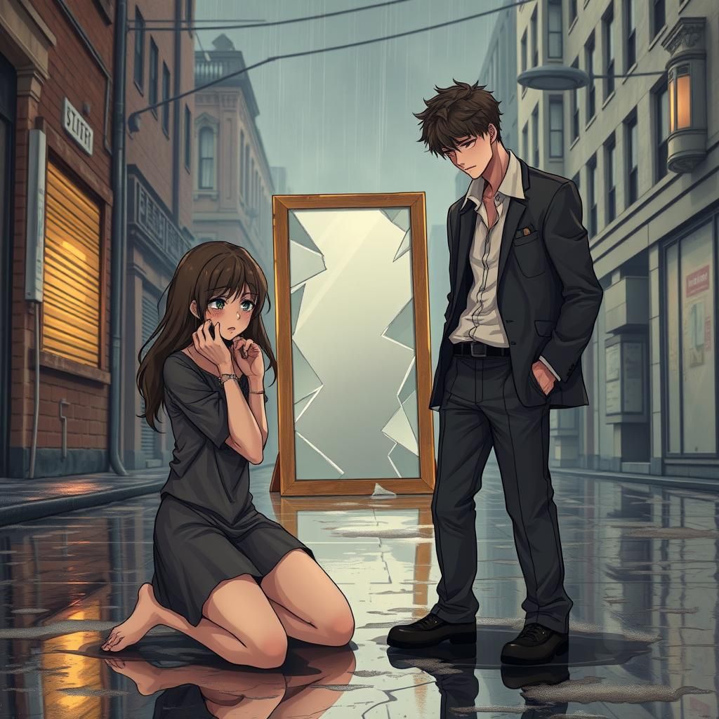 Desperate Couple in Rain, Cel-Shaded Anime Style