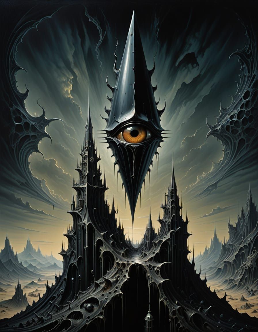 Surreal Object Piercing Surface in Dark Fantasy Style