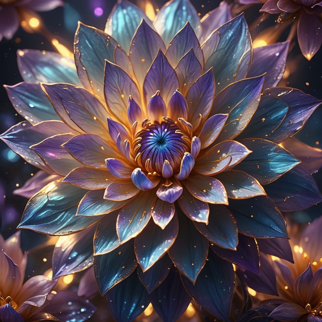 Mystical Flower with Glowing Center in Ethereal Light