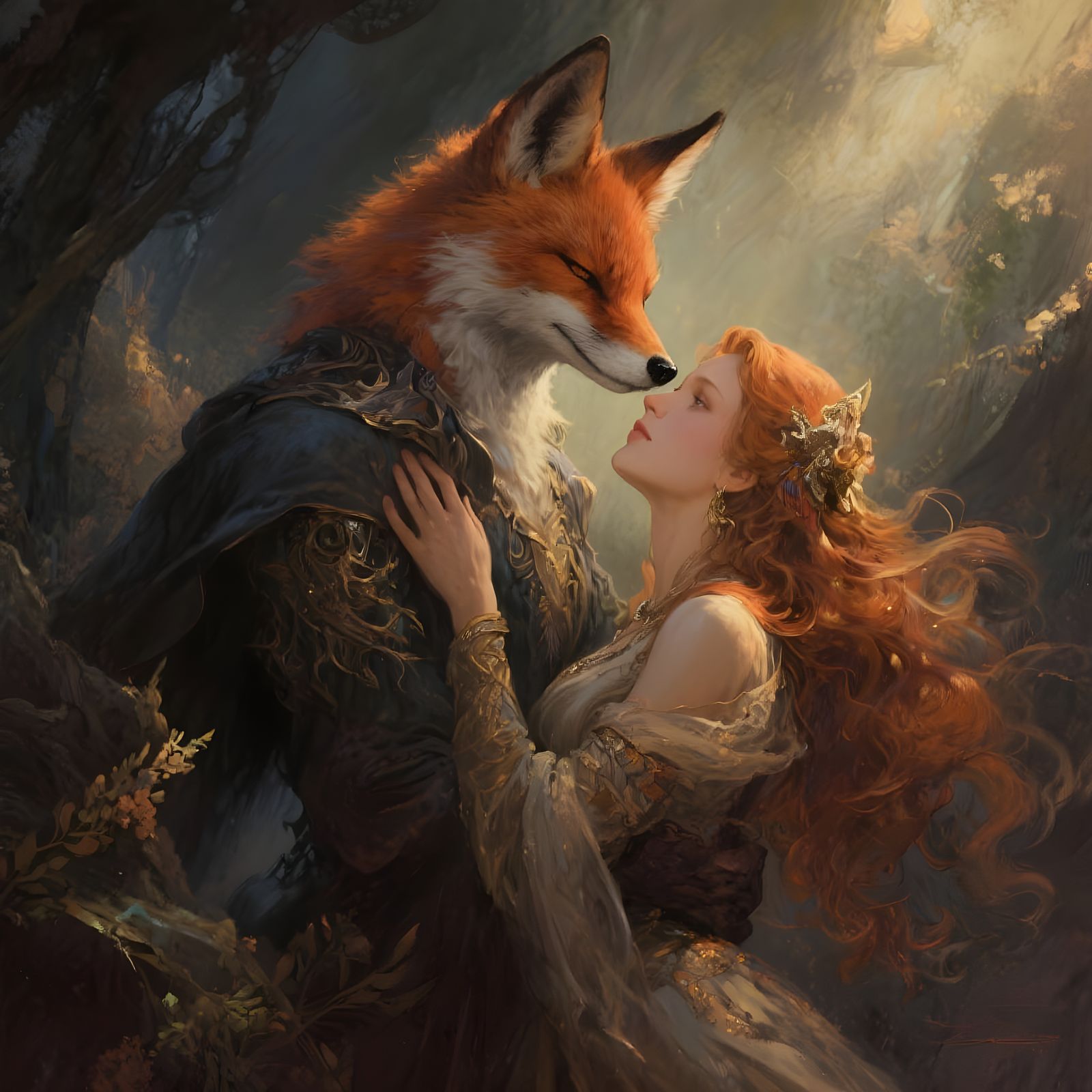 Fantasy Fox Illustration in Dramatic Lighting