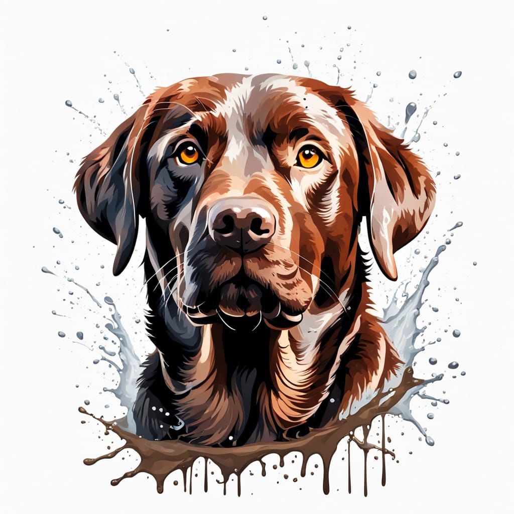 Brown Labrador in Splash Art Style