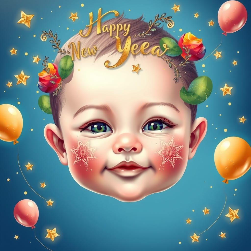 Stunning Baby's Dreamy New Year Portrait in Vibrant Hues