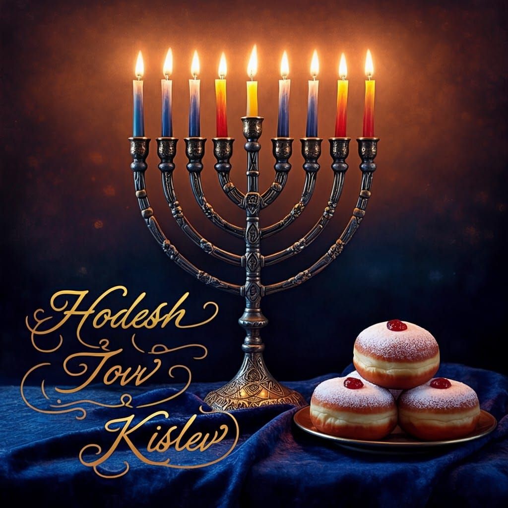 Elegant Hanukkah Menorah in Winter Wonderland Scene
