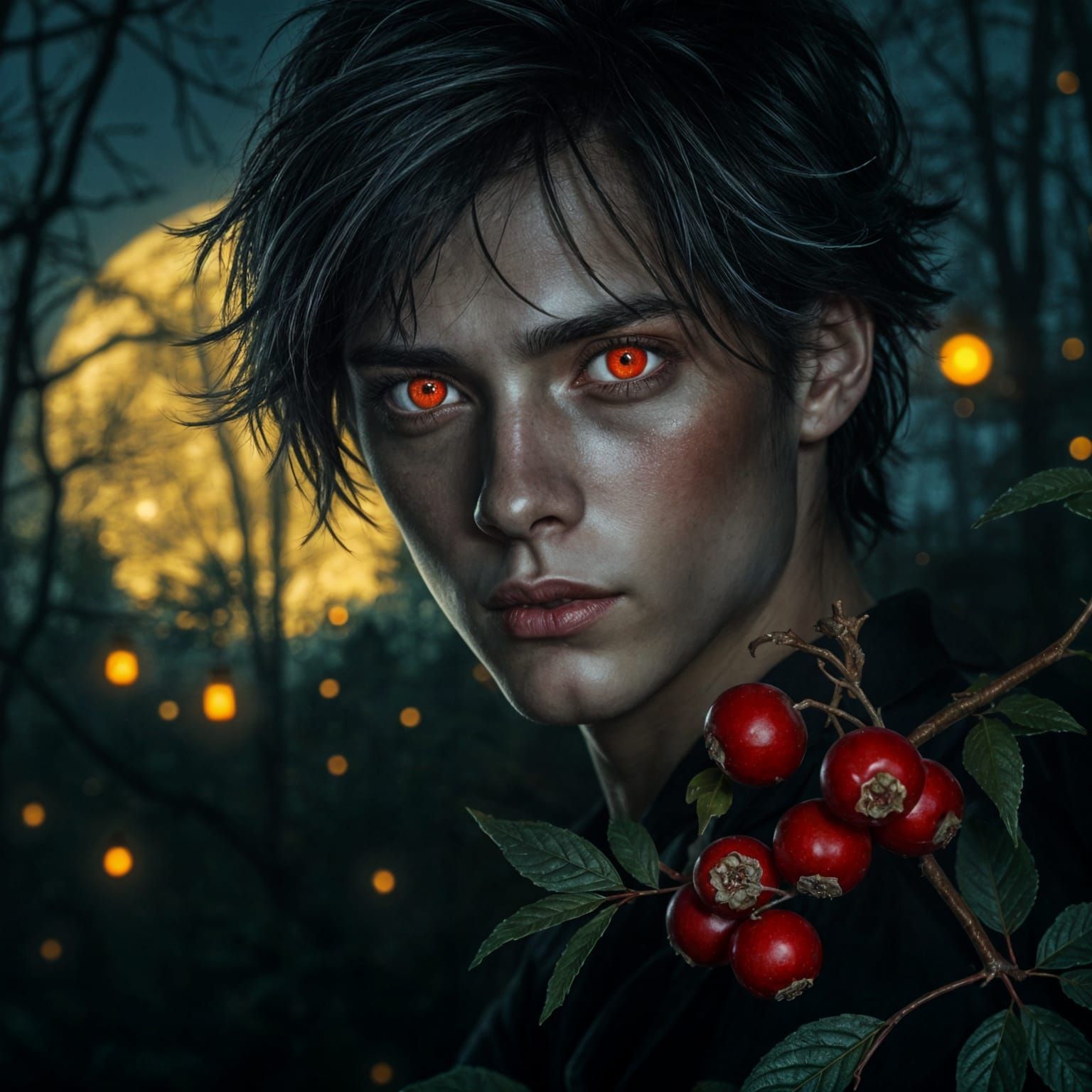 Moonlit Enigma: A Dark Figure Emerges from the Shadows in a ...