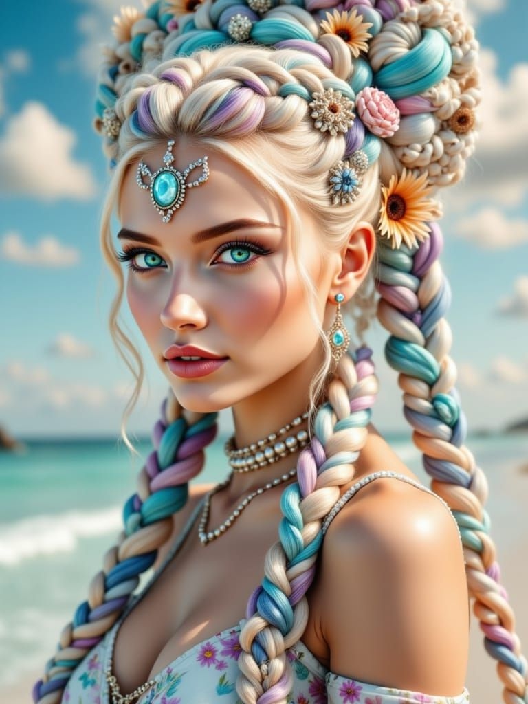 Boho Woman with Crystalline Rococo Hair