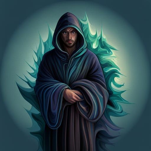 Mysterious Wanderer in Abstract Vector Art