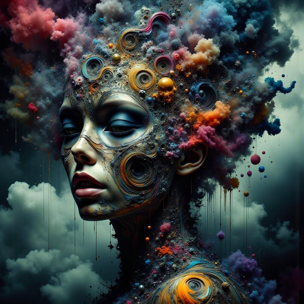 Surrealistic Smoke Landscape in Vibrant Gradients