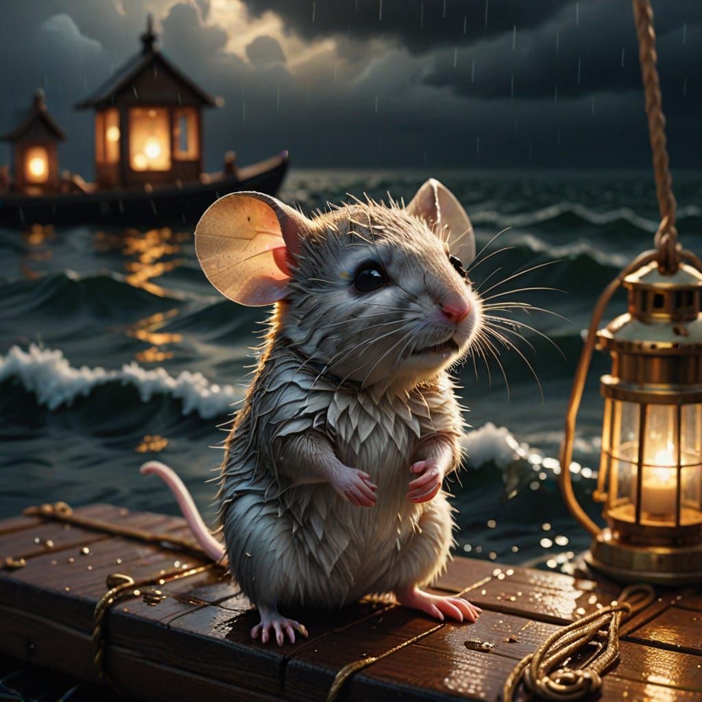 an wet shy mouse at sea