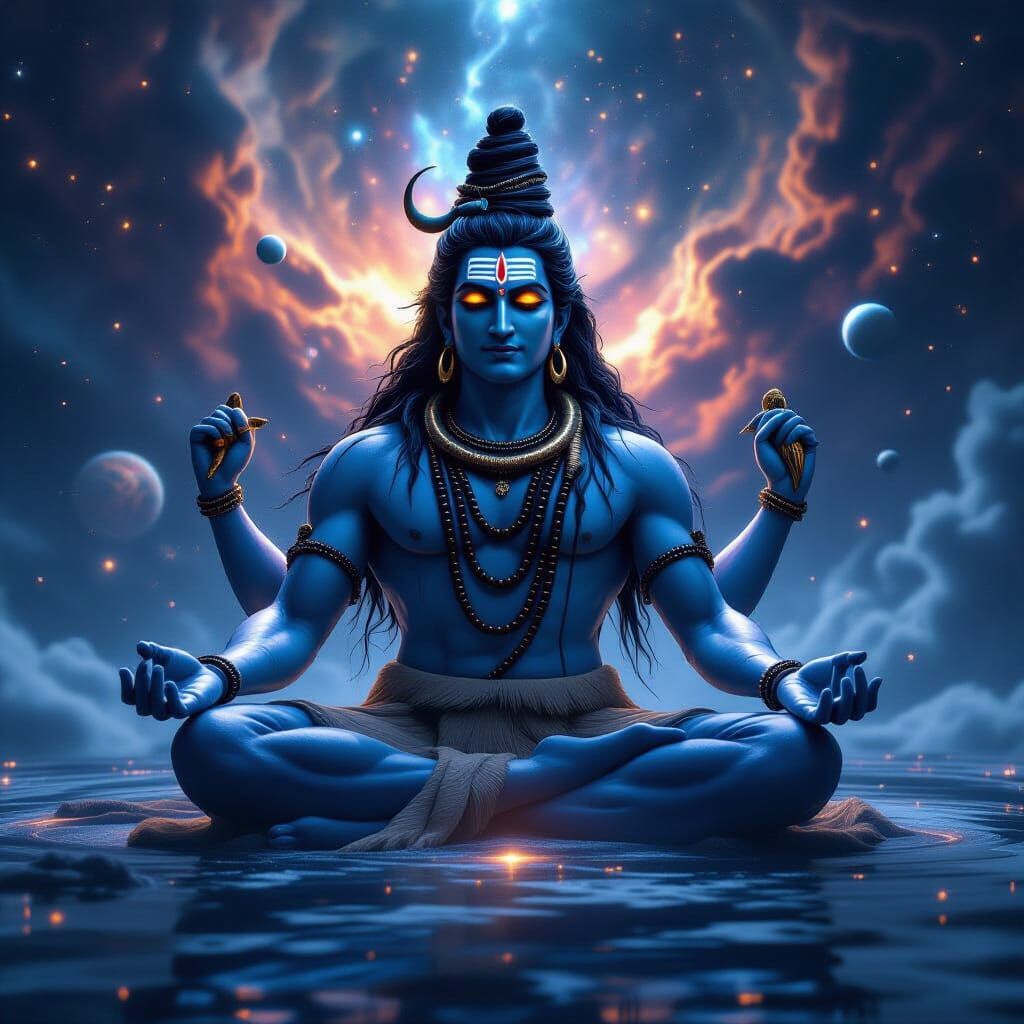 Lord Shiva in Cosmic Form: Universe Within Divine Body