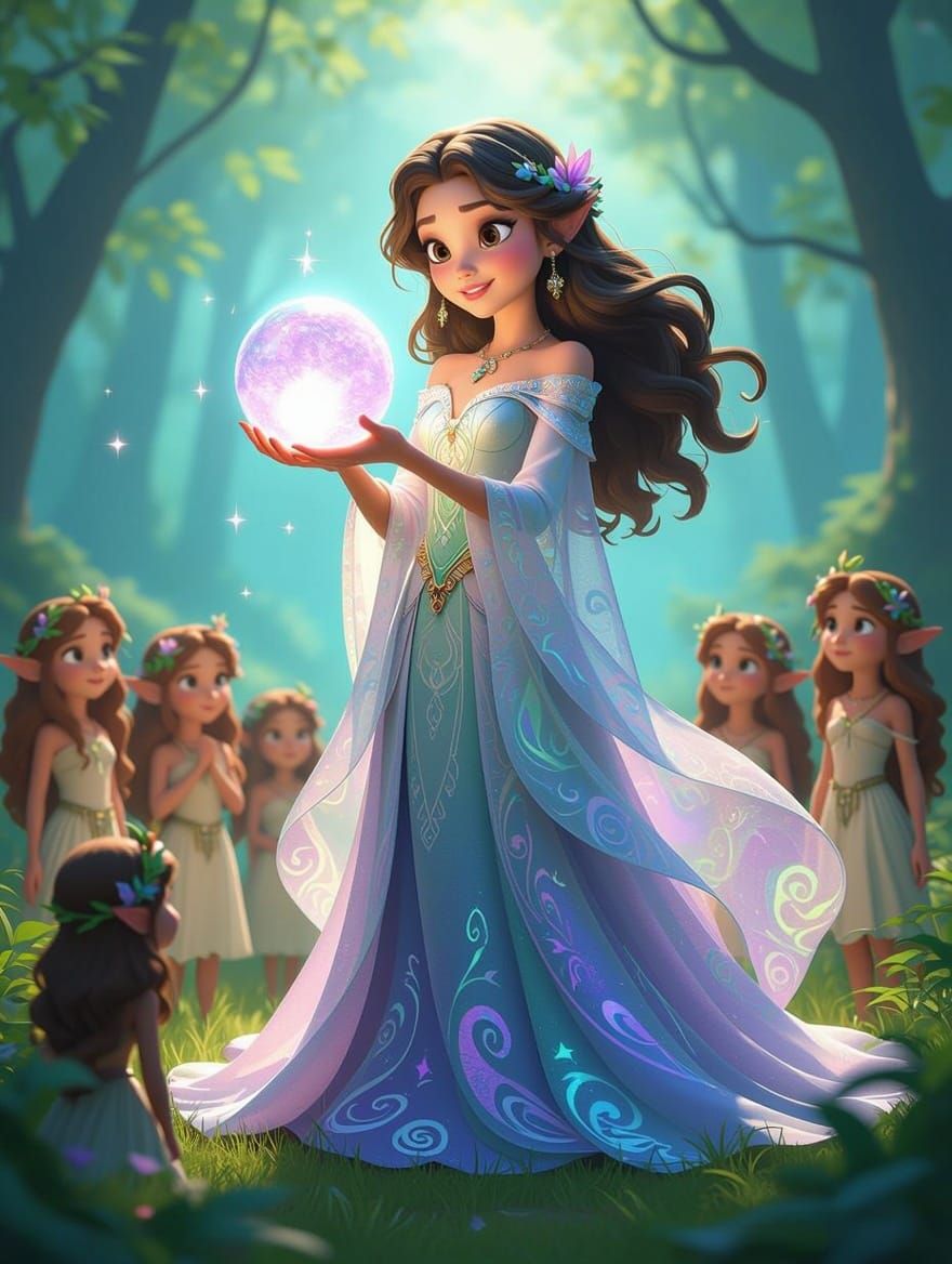 Enchanted Sorceress in Whimsical Woodland Wonderland