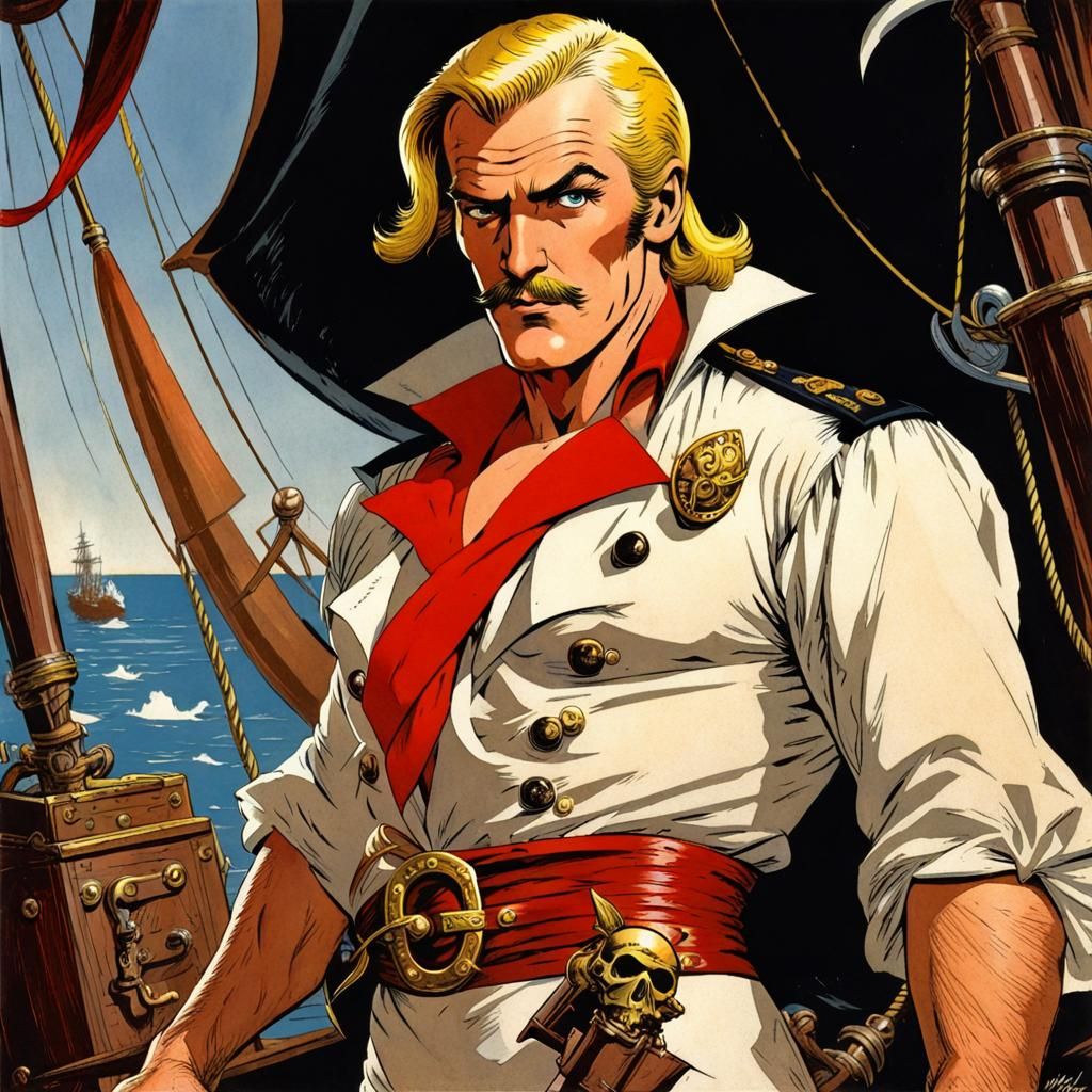 Flash Gordon as Pirate in Comic Book Style