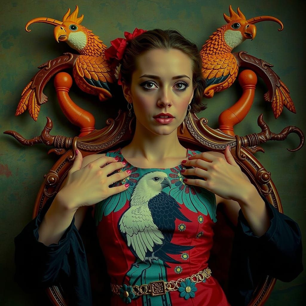 Cockatoo-Woman Portrait in Max Ernst Style