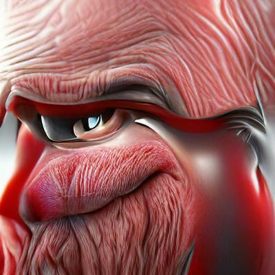 Crimson Slim Caricature in Hyperreal 3D