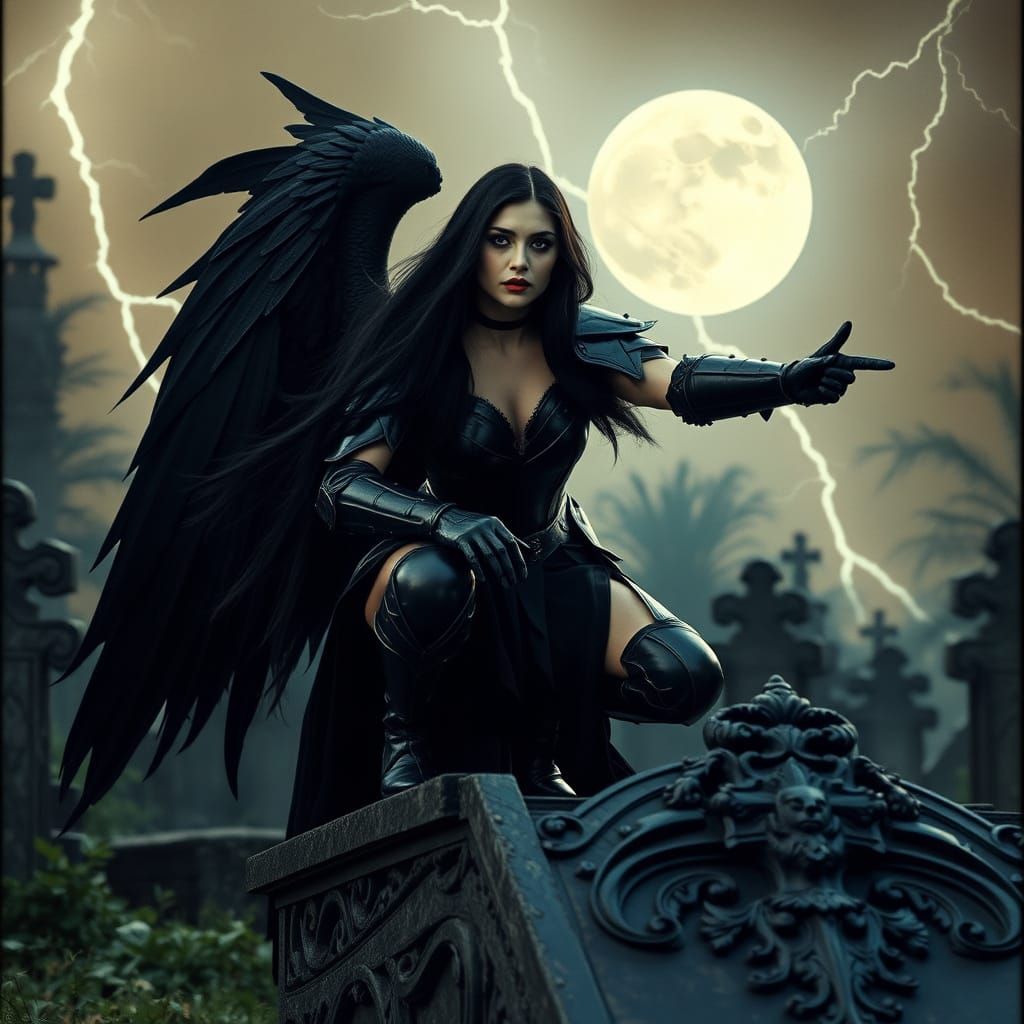 Goddess of the Graveyard in a Cinematic Style