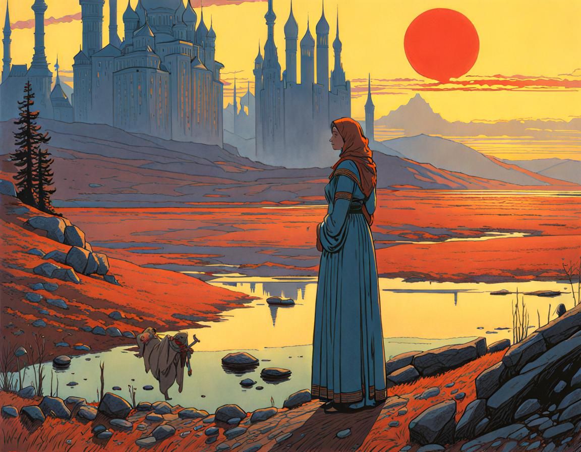 Melancholy Woman in Evocative Artistic Styles