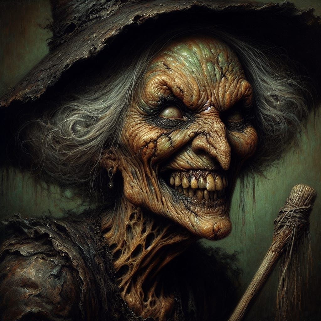 Malevolent Old Witch in Gothic Romantic Style