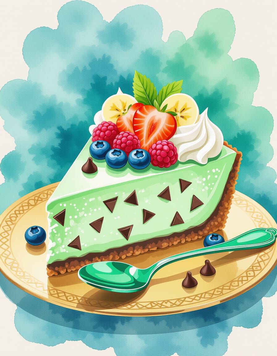 Mint Chocolate Cheesecake in Art Nouveau Style