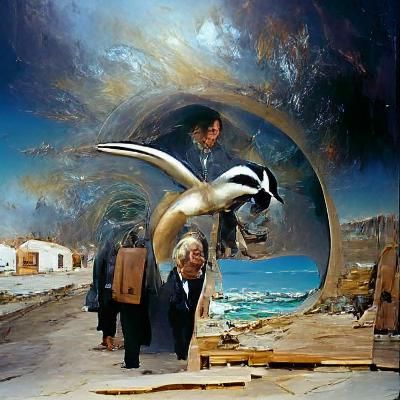 Dali Emerges from Spacetime Portal: Oil Painting