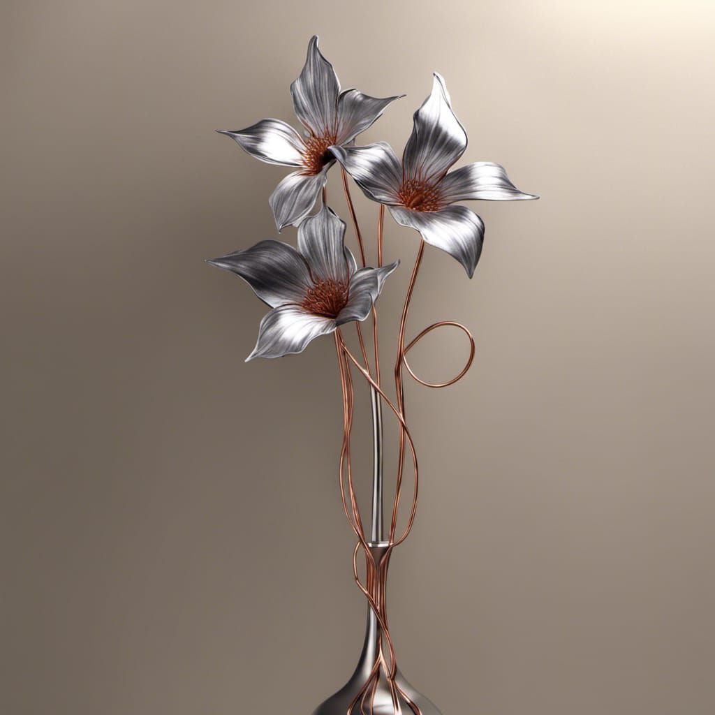 Platinum Morning Glories in Silver Vase