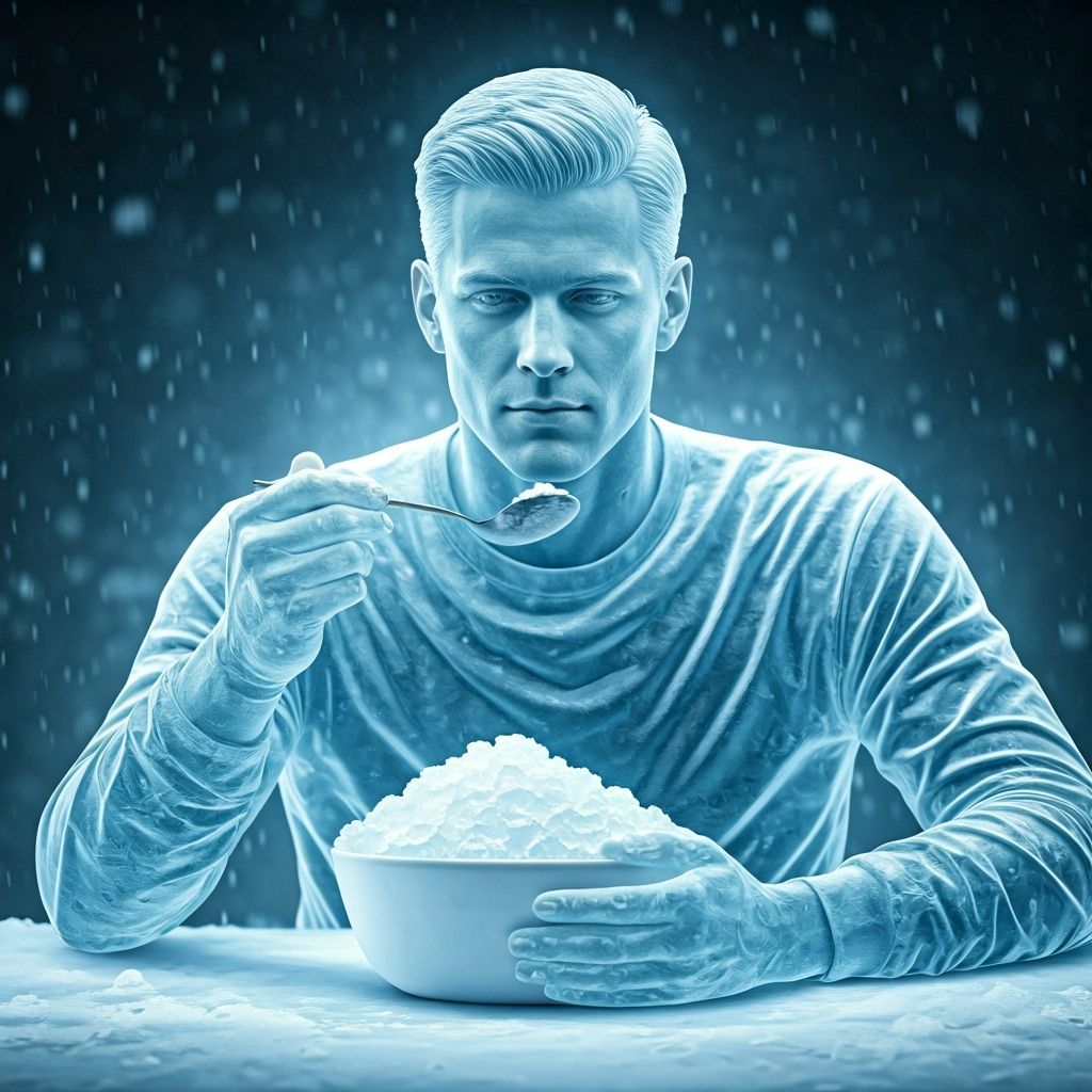 Hyperrealistic Iceman Sculpture in Cold Room