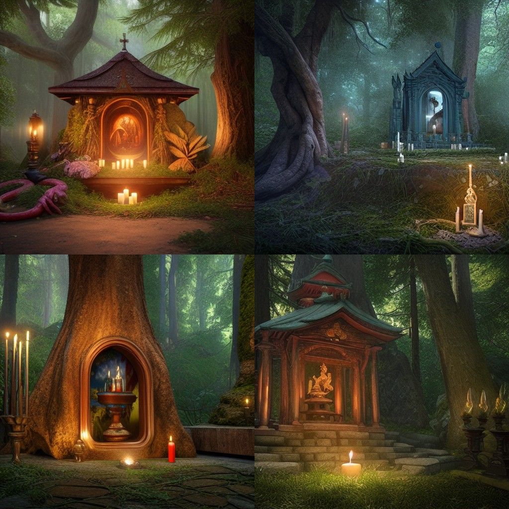 Magical Forest Shrine: Photorealistic Fantasy Matte Painting