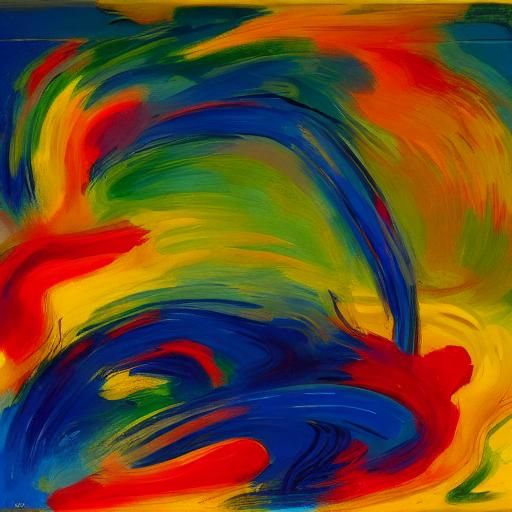 Expressionist Landscape with Swirling Colors and Impasto Tex...