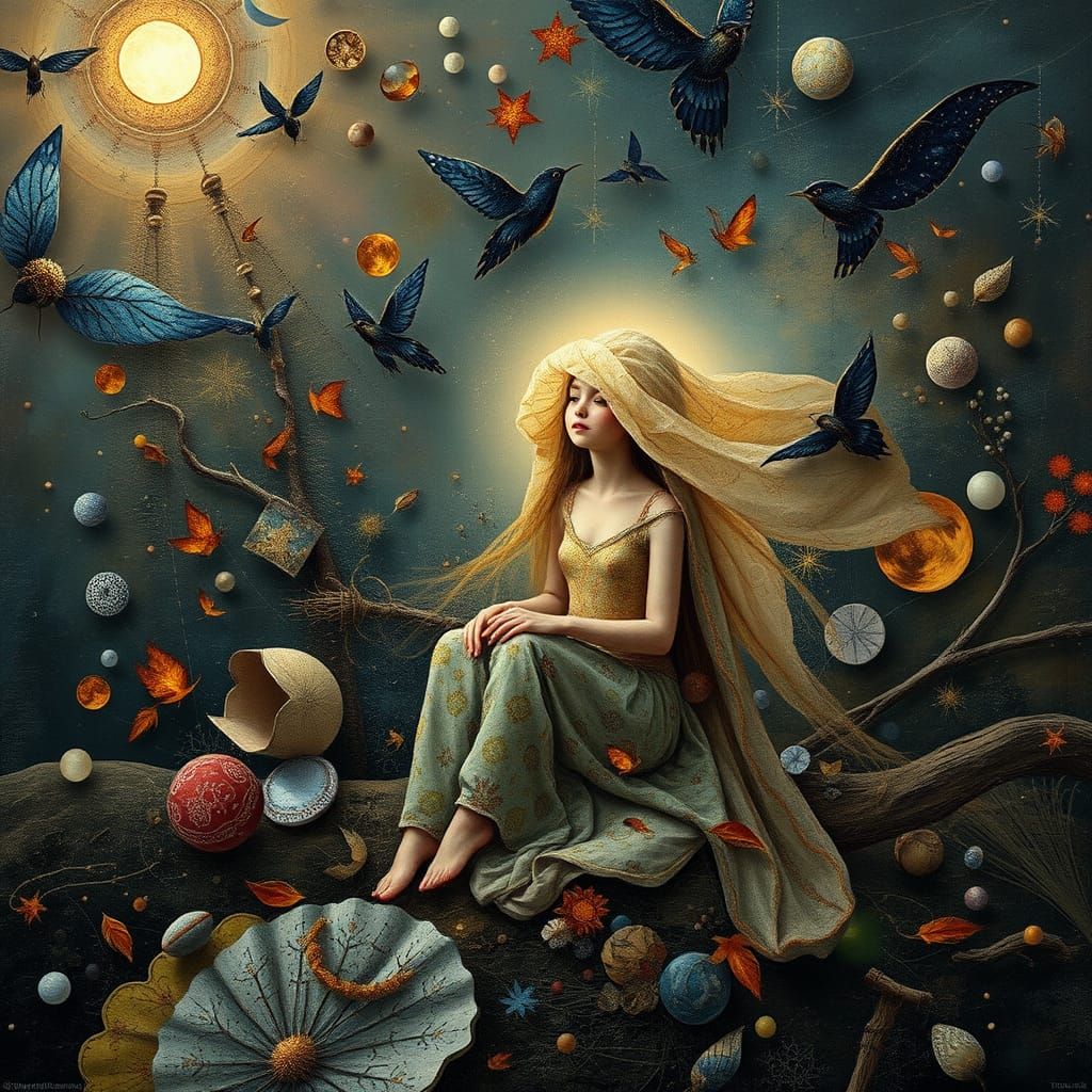 Ethereal Figure Embodies Cosmic Surrealism in a Tapestry of ...