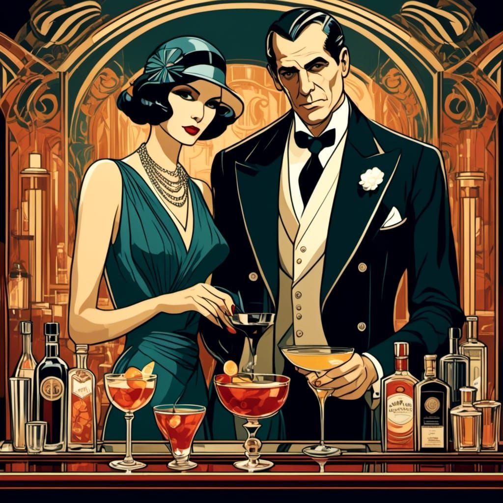 Mobster and Bartender in Art Deco Style