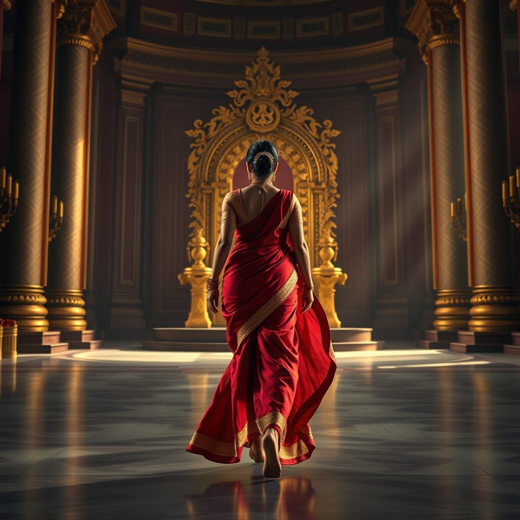 Regal Woman Claims Throne with Muscular Confidence