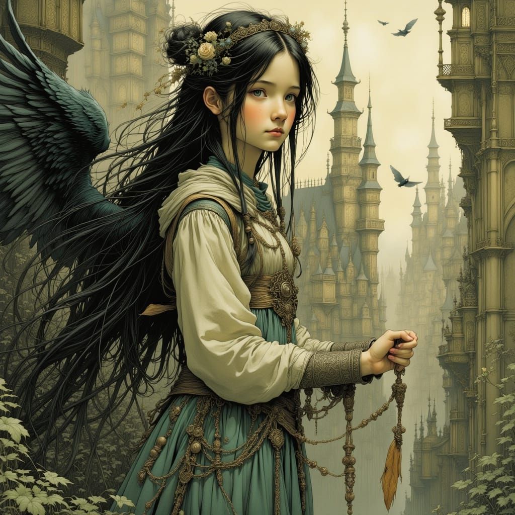 Fantasy Princess in Dark, Ethereal Art Style