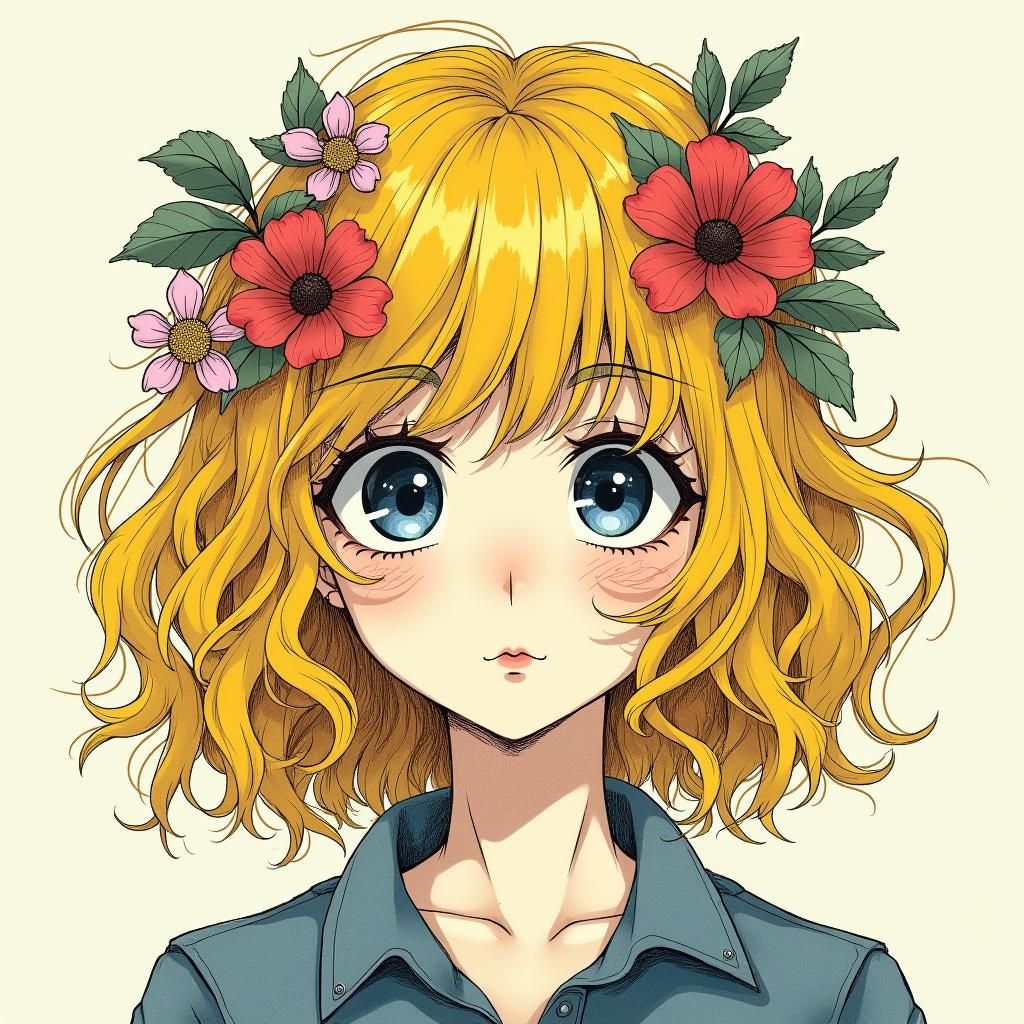 Anime-Inspired Lofi Drawing of Worn Out Lady