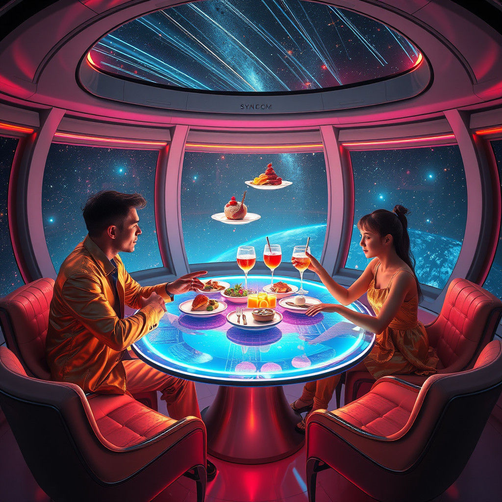 Space Family's Futuristic Holographic Meal