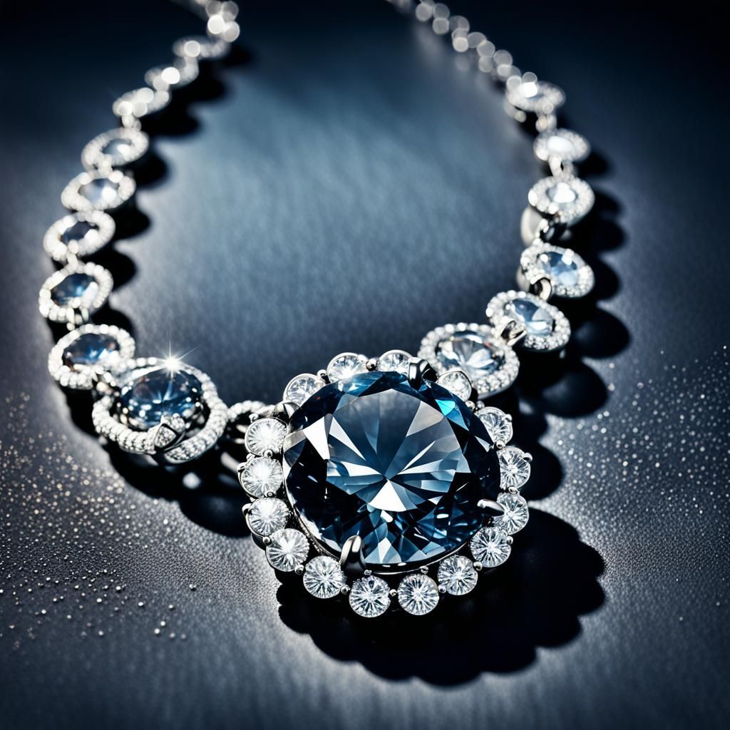 Diamond Ring on Beany Necklace, Hyperrealistic Macro Photo