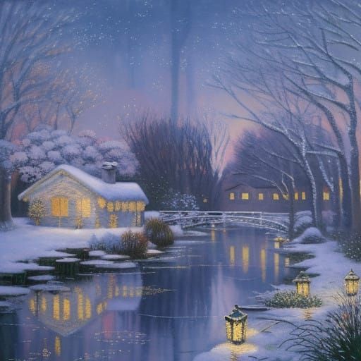 Winter Wonderland in Soft Impressionist Lights