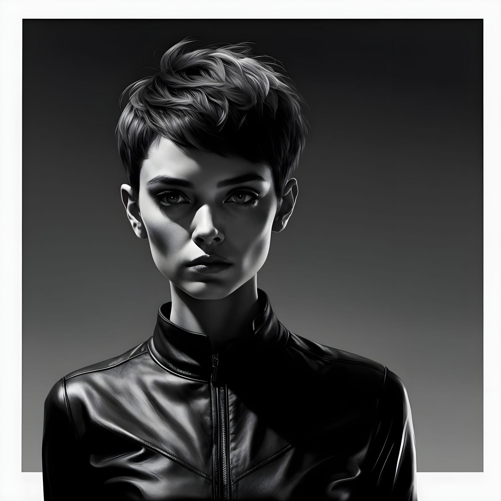 Noir Concept Art of Woman with Evil Eyes and Glitches