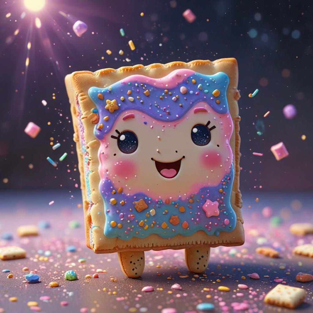 Happy Kawaii Poptart with Sparkles in Pastel Colors
