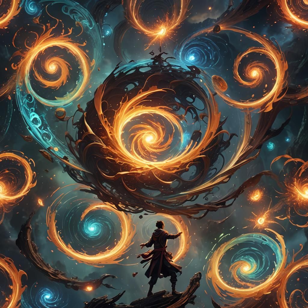 Spirits of the Elements Dancing in Energy Vortex