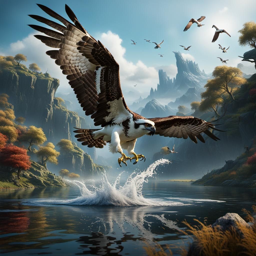 Osprey Hunting: Detailed Matte Painting